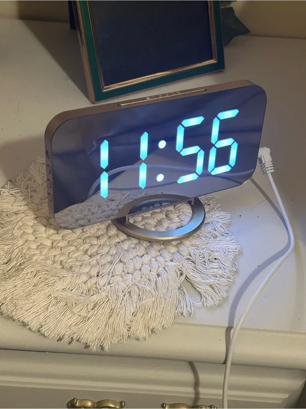 Digital LED Mirror Alarm Clock - Gold Finish